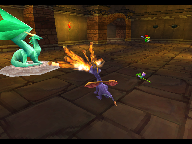 Spyro at Titan's crystal statue
