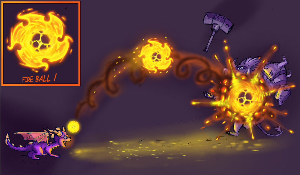 Concept art of Spyro's Fire Ball by Jared Pullen