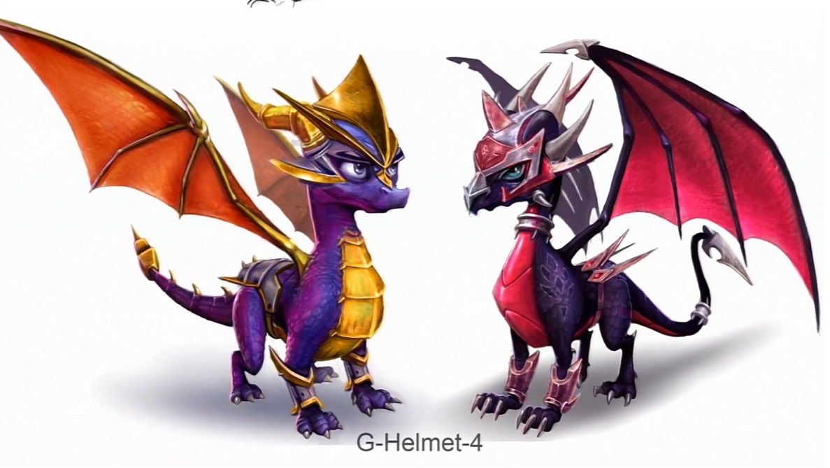A scrapped armor set for Spyro and Cynder.