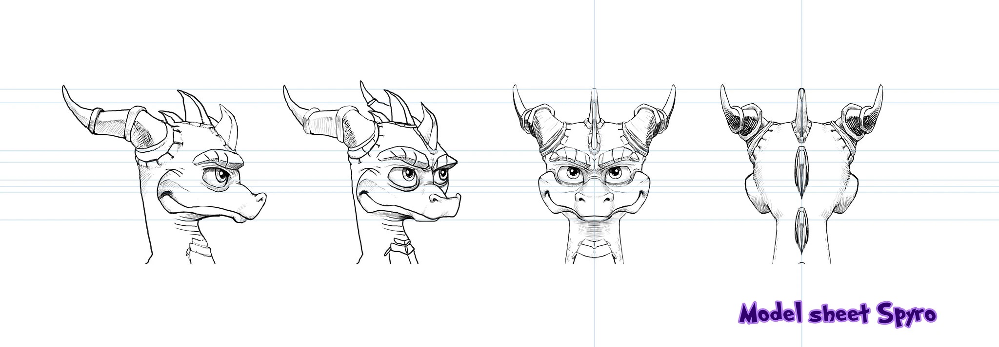 Concept art turnaround of Spyro by Yannick Corboz