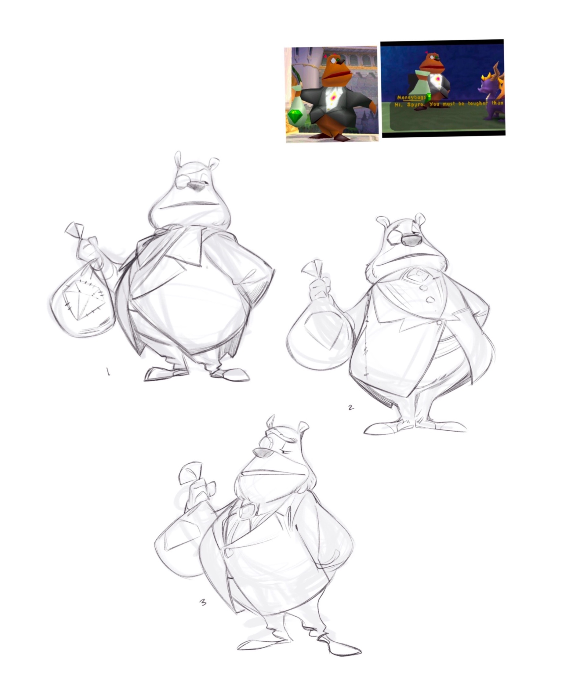 Concept art of Moneybags for the Spyro Reignited Trilogy by Nicholas Kole