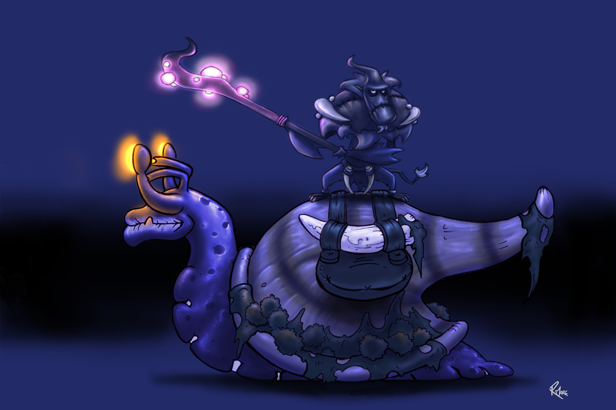 Concept art of a Night Snail Rider variant by Ronald Marc.