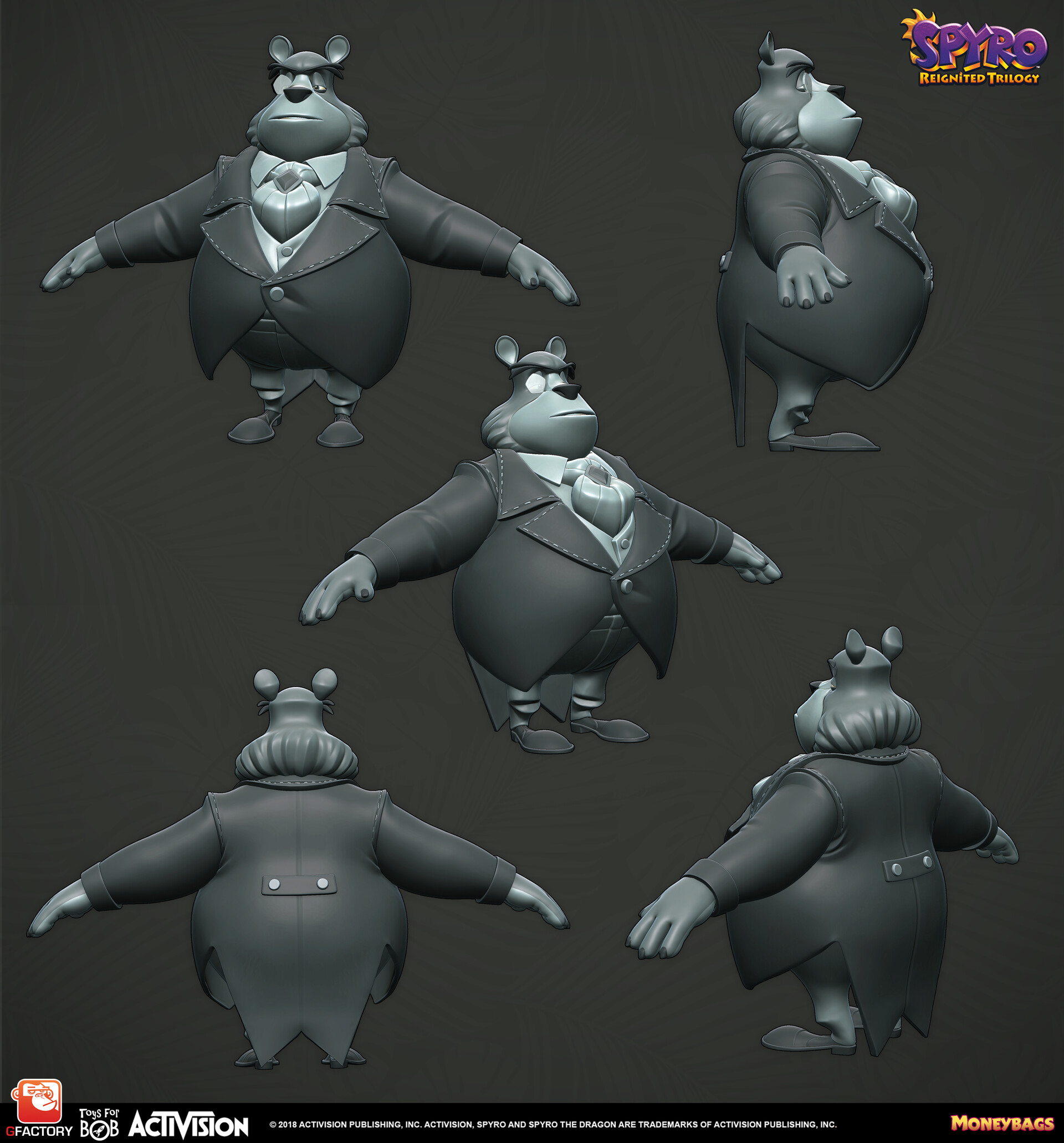 Character render of Moneybags for the Spyro Reignited Trilogy