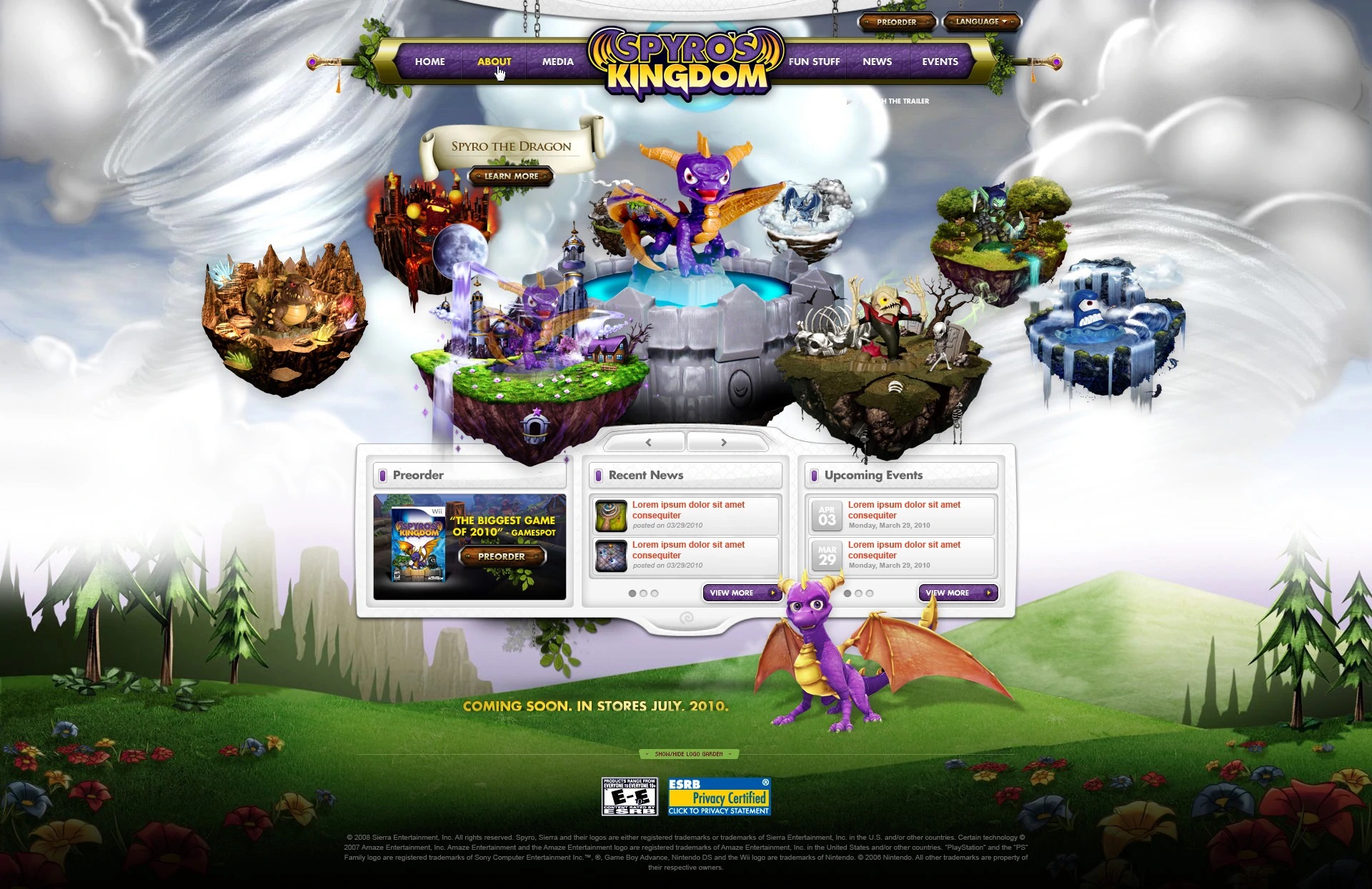 Air element selection of the Spyro's Kingdom WIP website