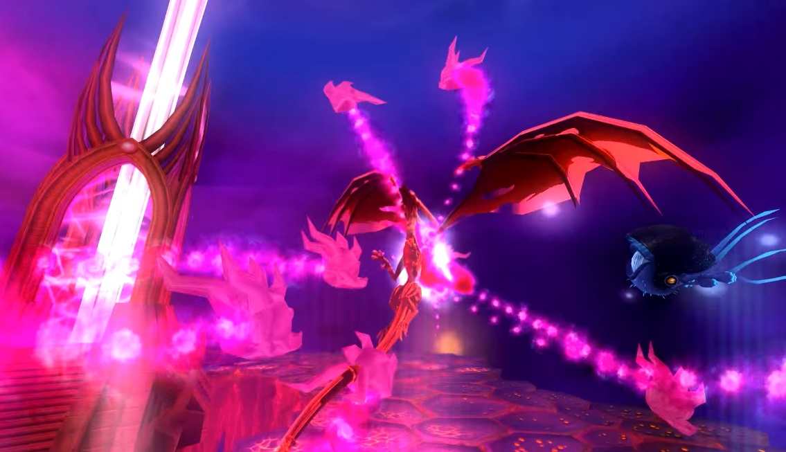 Spyro's Aether Fury bearing down on Cynder