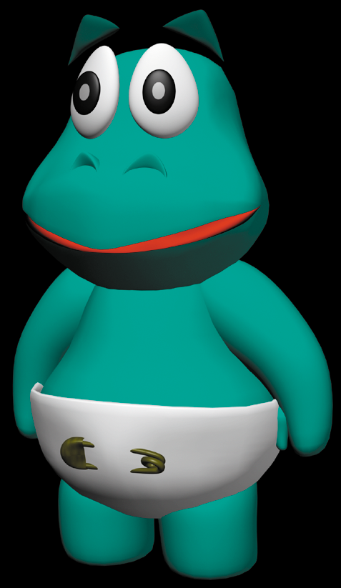 PlayStation 1 CGI render of a baby turtle