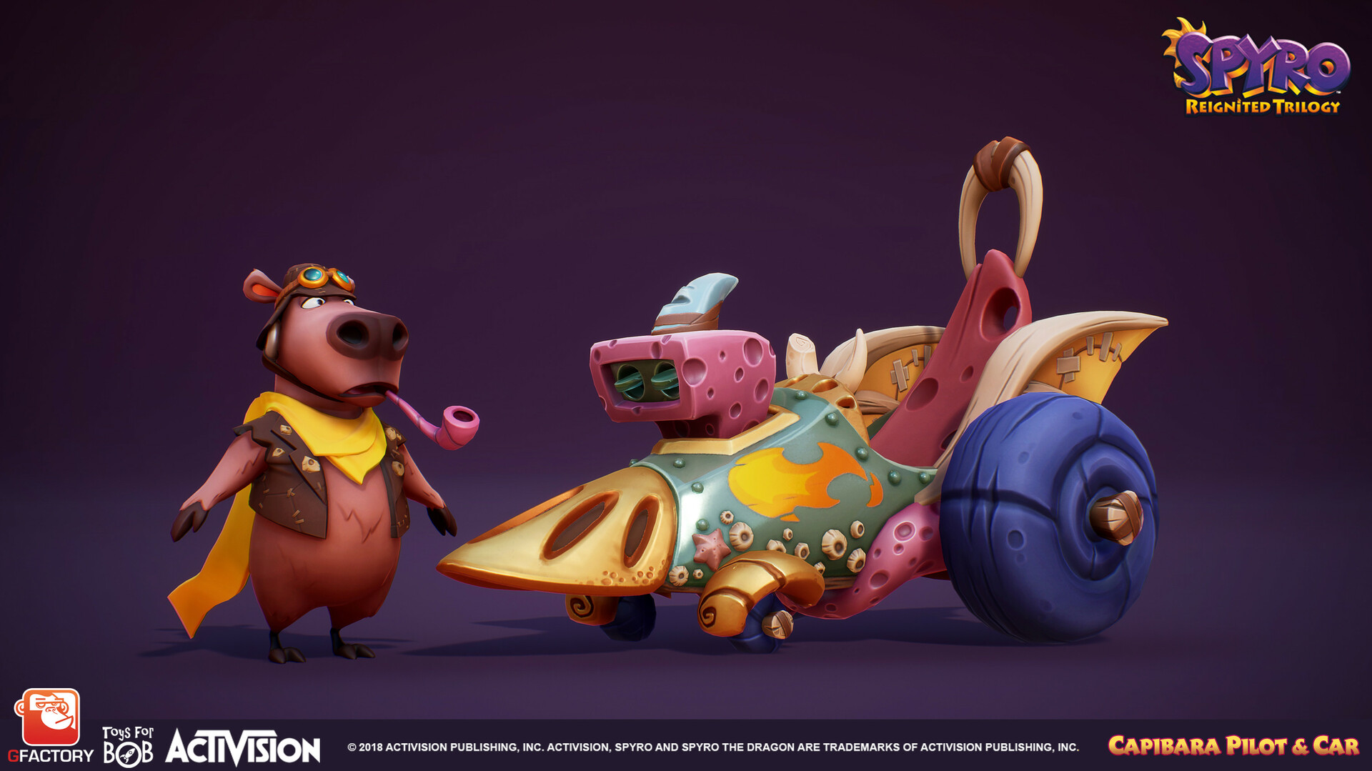Capybara pilot and car model
