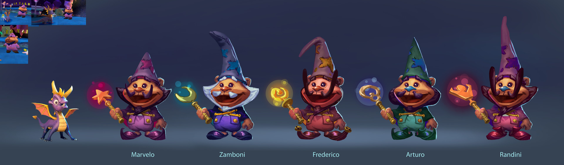 Concept art of the Gnome Wizards for the Spyro Reignited Trilogy by Pedro H. Cardoso