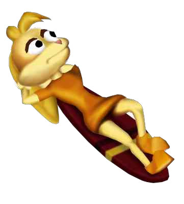 CG cutscene model of Bianca relaxing for Season of Ice