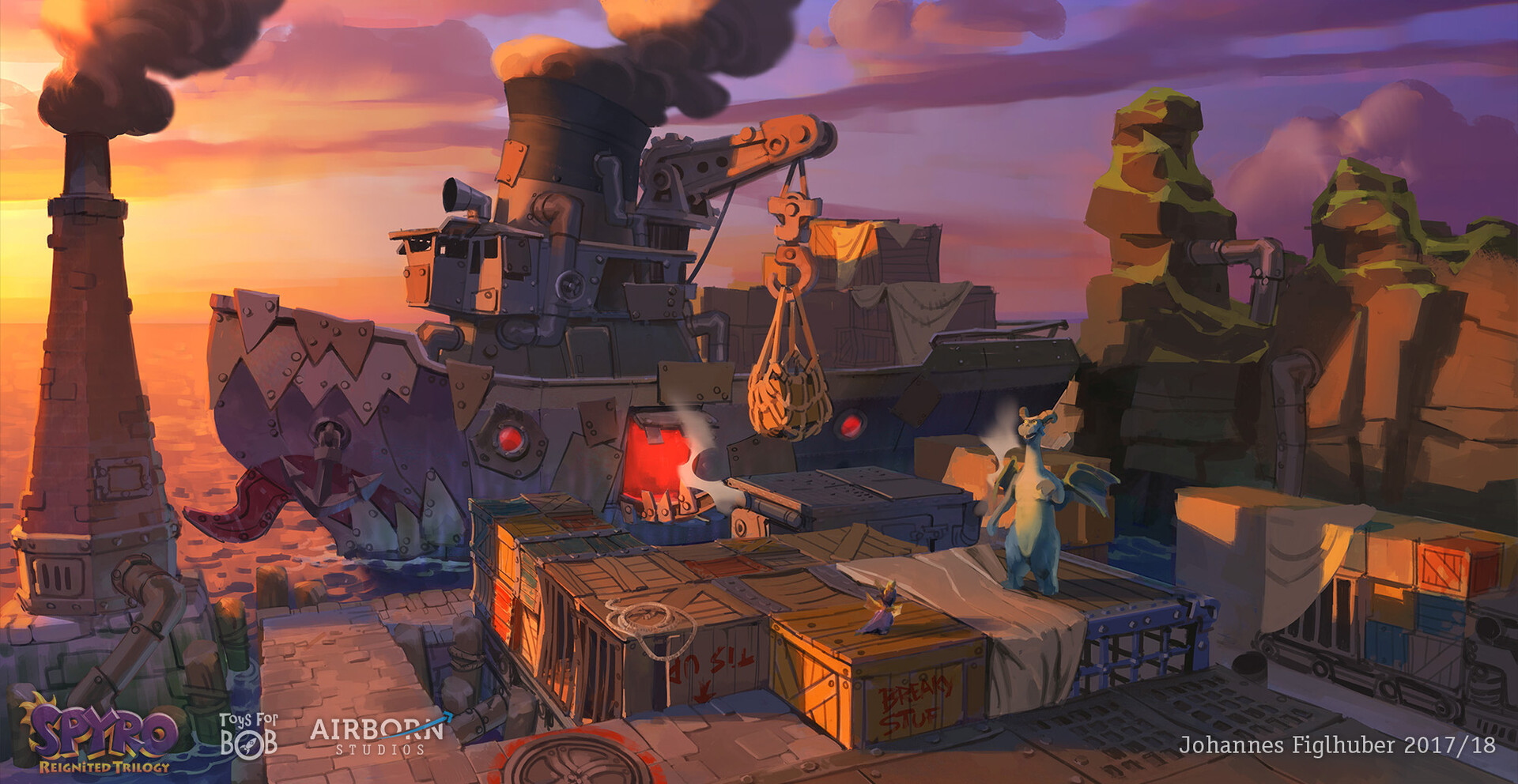 Spyro Reignited Trilogy concept art of Gnorc Cove