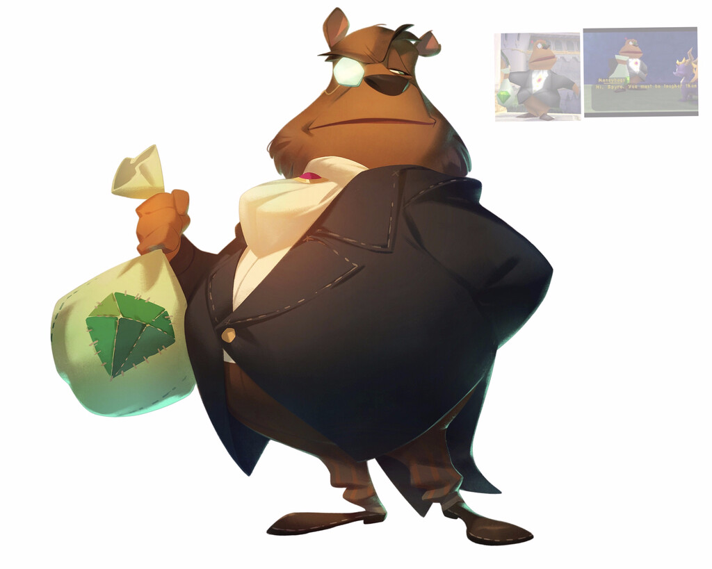 Concept art of Moneybags for the Spyro Reignited Trilogy by Nicholas Kole