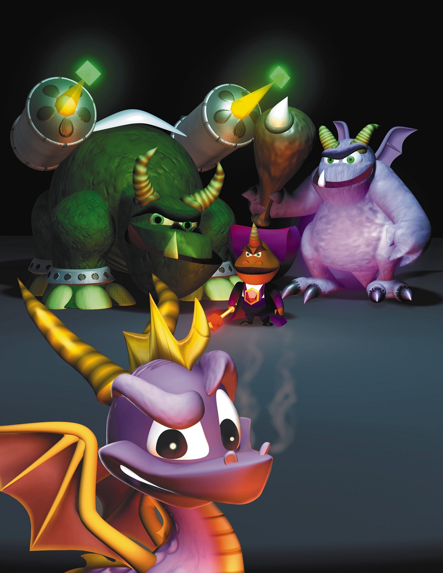 Spyro confronting Ripto, Crush, and Gulp