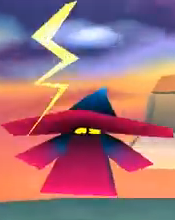 The Blue Wizards as they appear in several early builds of the game