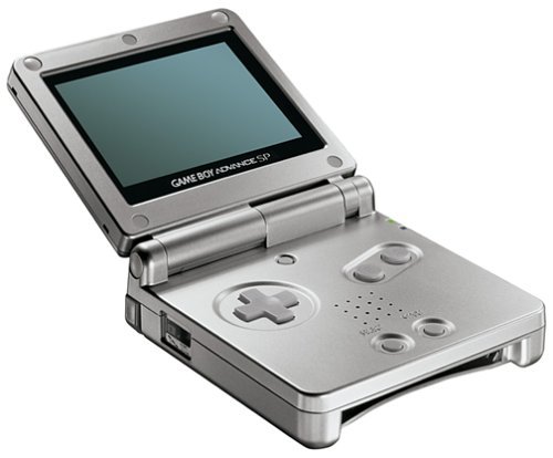 A silver Game Boy Advance SP