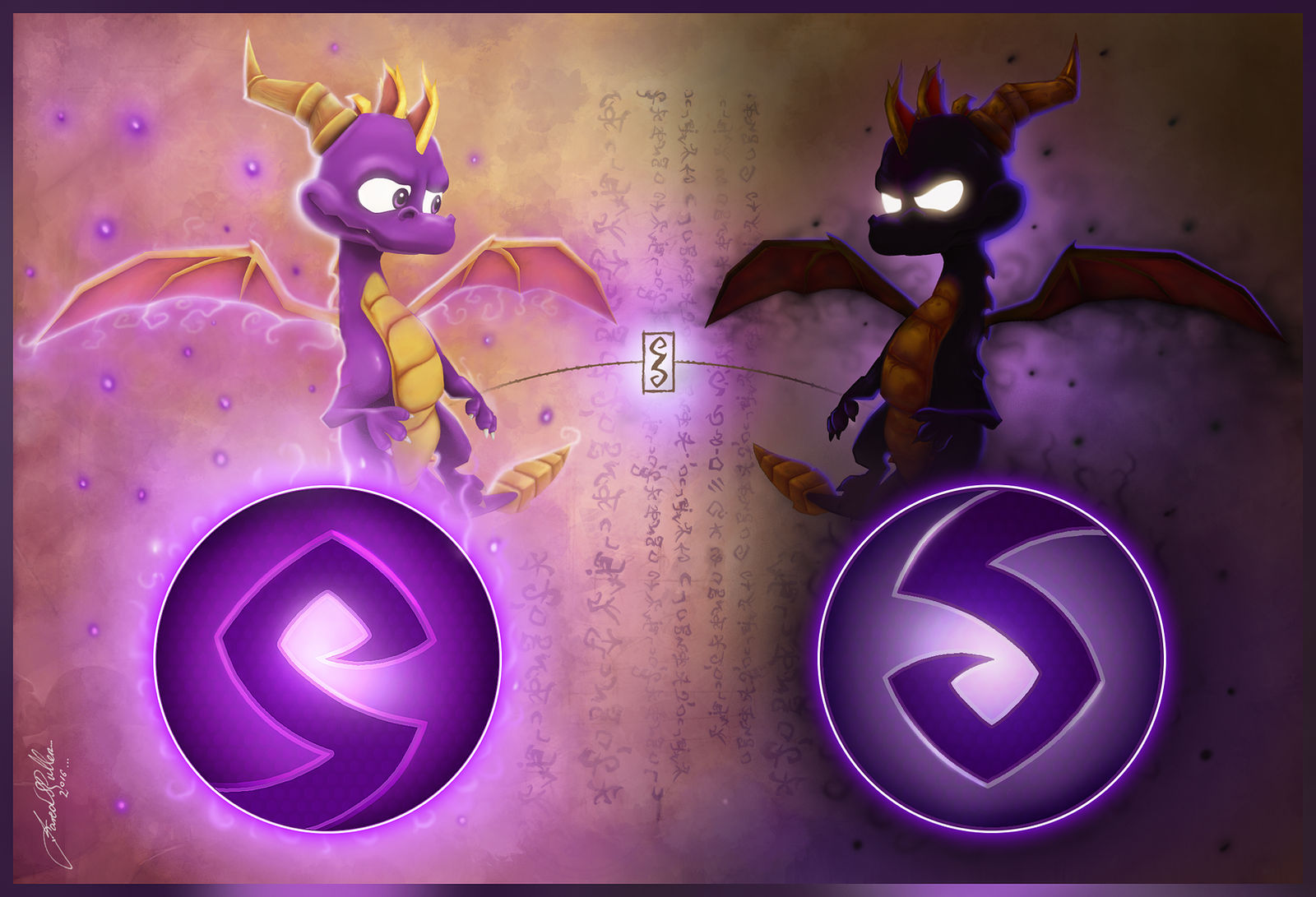 The dualism between the Light and Darkness of Aether: Spyro and Dark Spyro