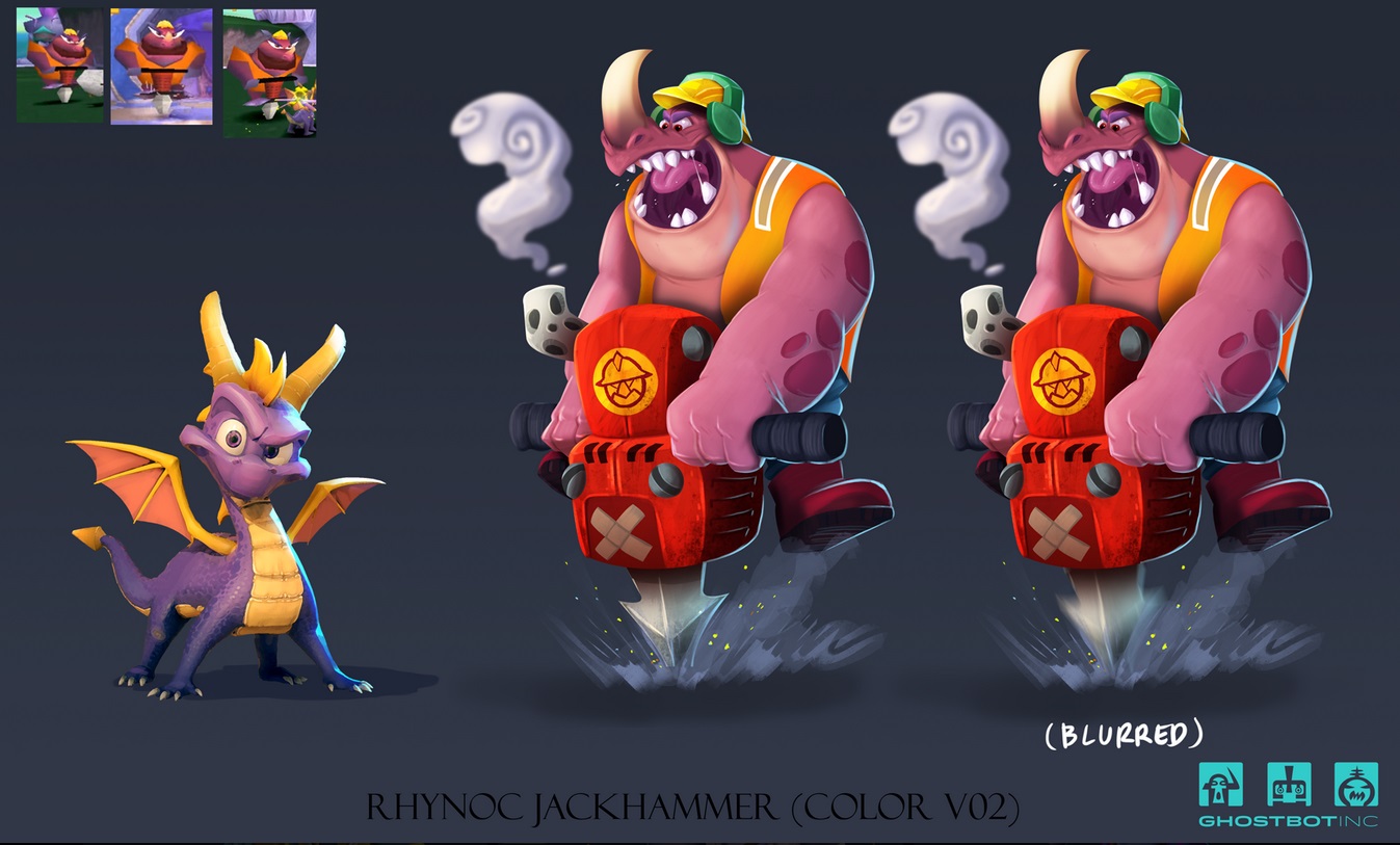 Spyro Reignited Trilogy concept art of a Jackhammer Rhynoc