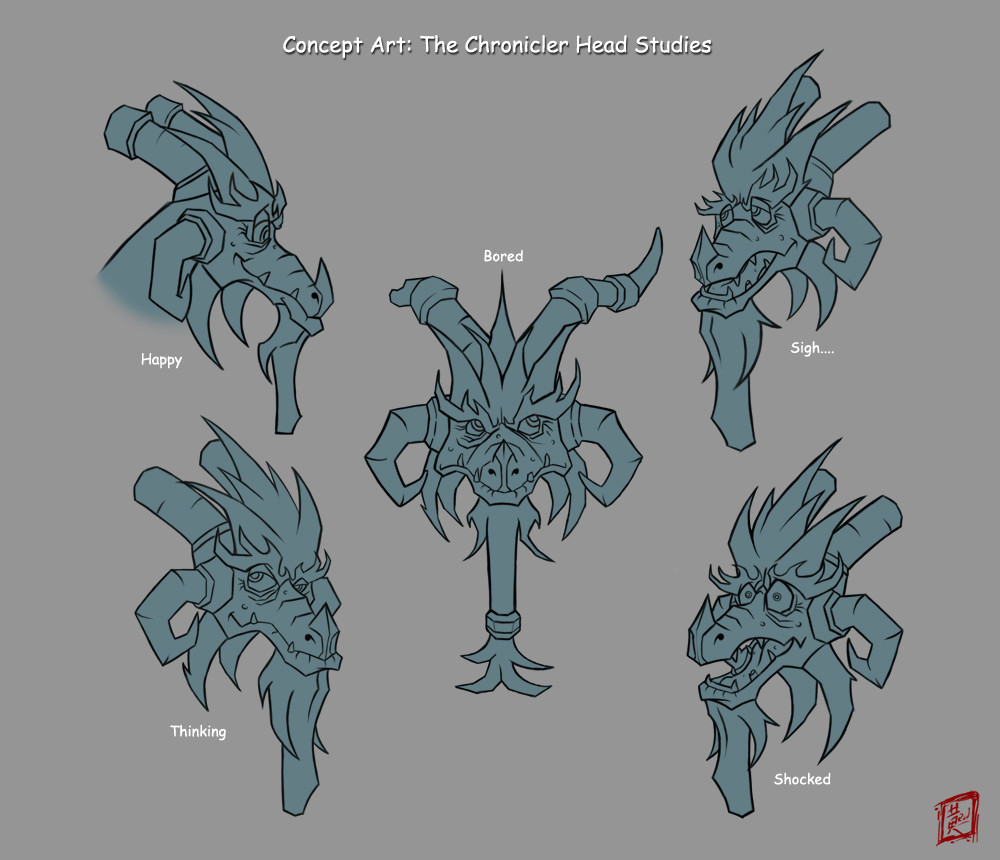 Concept head studies of the Chronicler for The Eternal Night by Roderick Wong