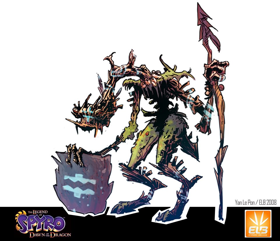 Early concept art of a Grublin for Dawn of the Dragon by Yan Le Pon