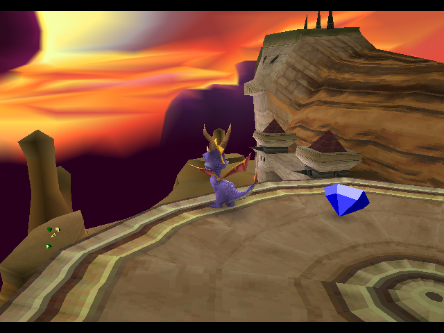 Spyro overlooking the lower areas of the Doctor Shemp realm