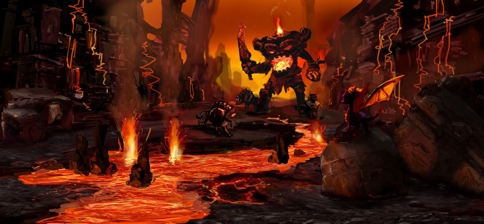 Early concept art of the Burned Lands by Darren Johnson