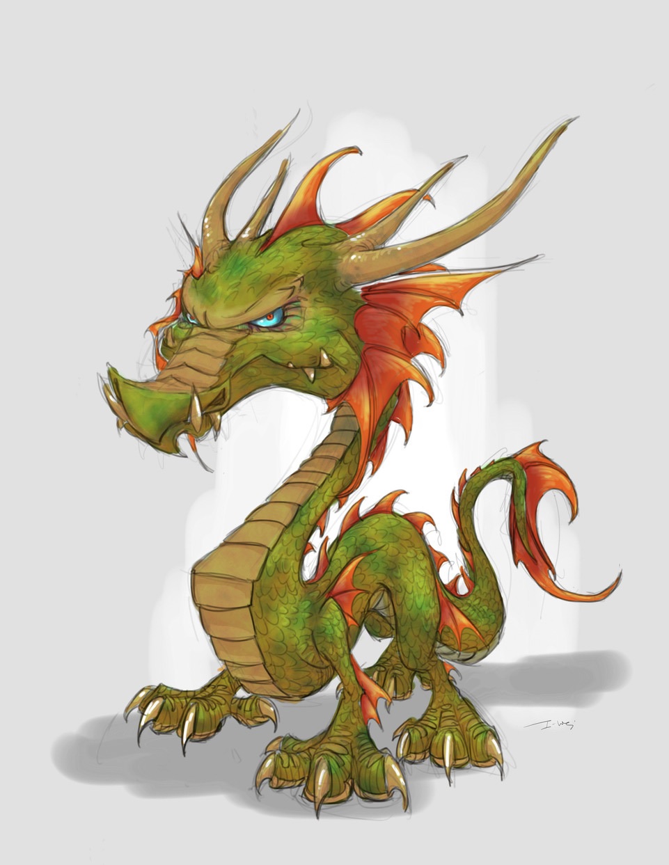 Concept art of Sun Dragon for Spyro's Kingdom by I-Wei Huang