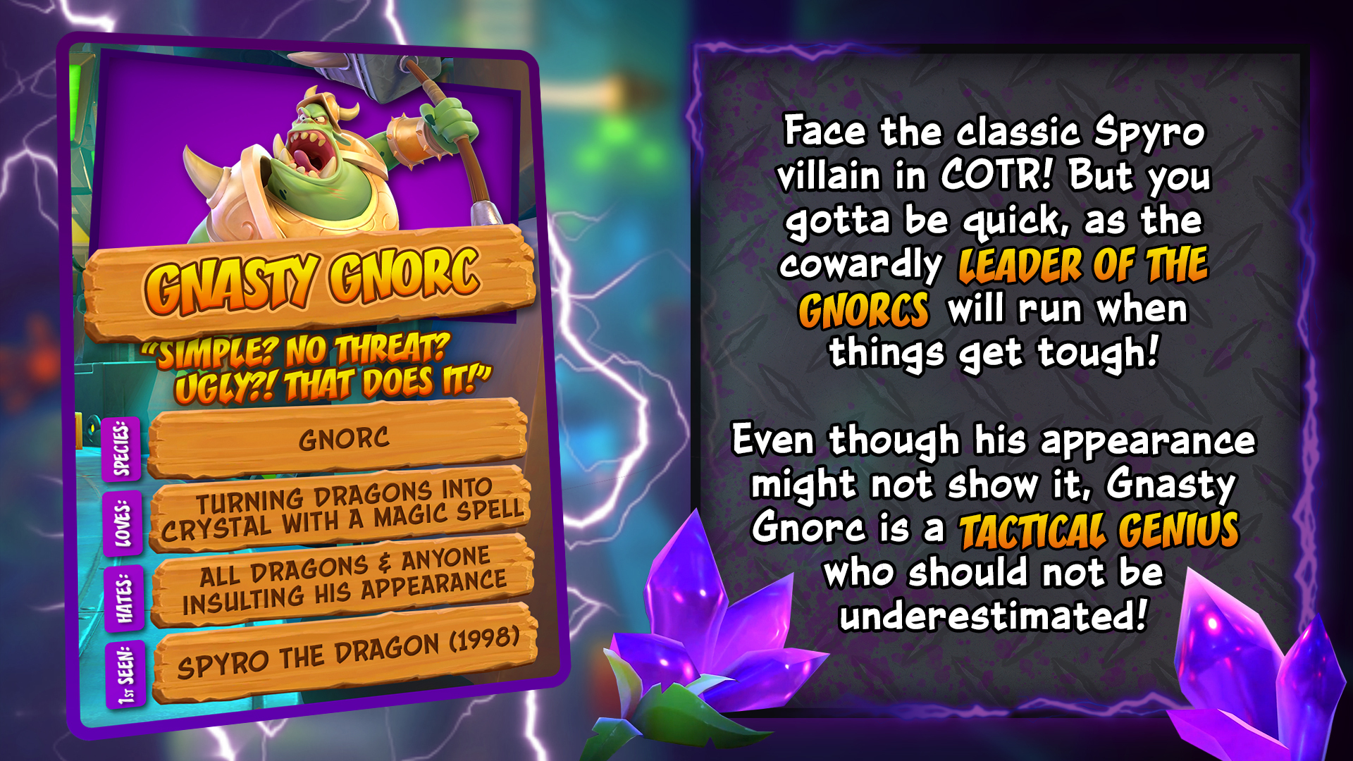 Gnasty Gnorc's Crash: On The Run character card