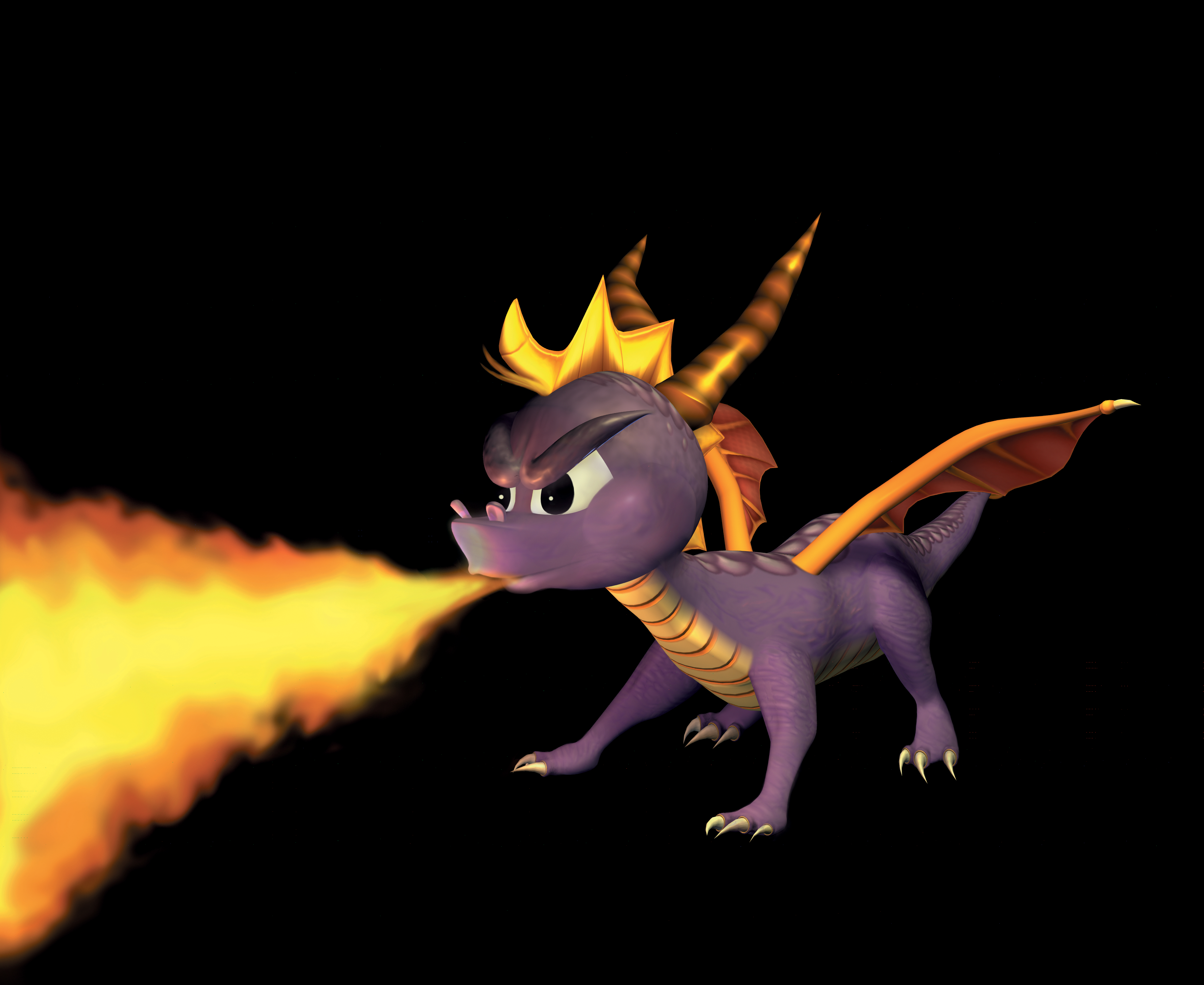 Spyro using his flame breath