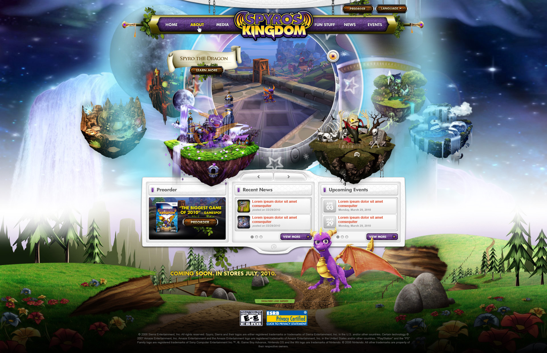 Spyro the Dragon character selection on Spyro's Kingdom