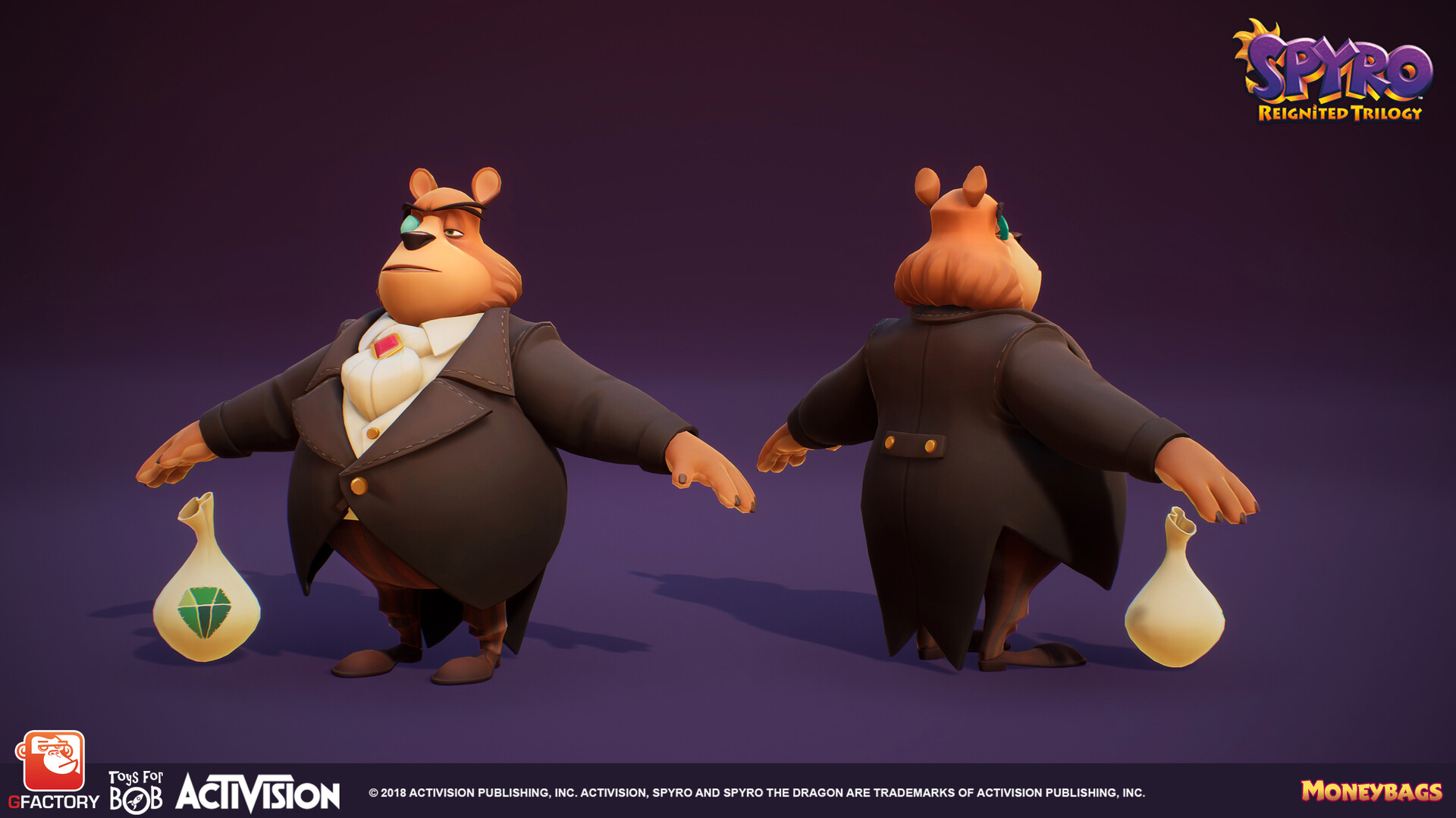 Character render of Moneybags for the Spyro Reignited Trilogy