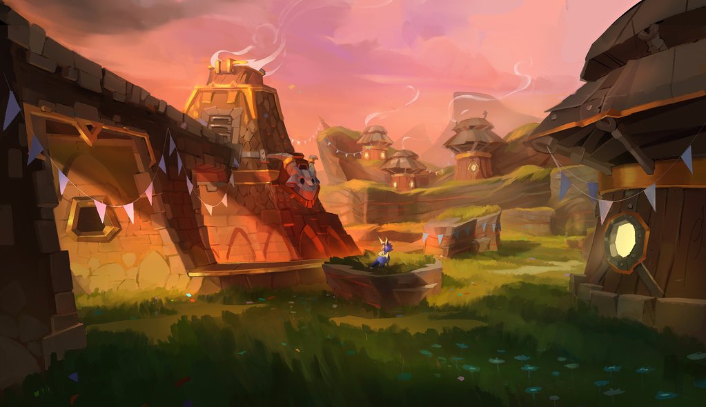 Spyro Reignited Trilogy concept art of the village in Magma Cone