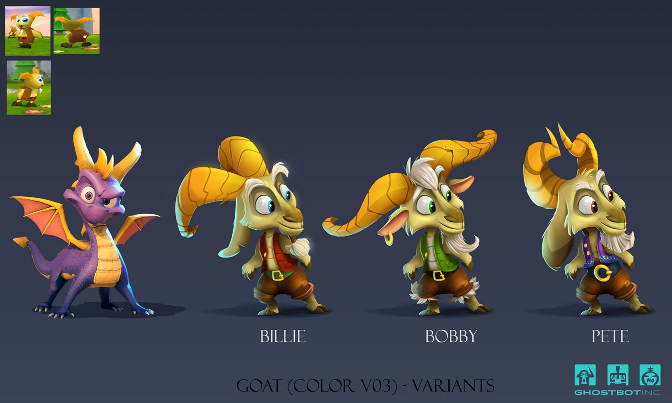 Spyro Reignited Trilogy color concepts of the Mountain Goats by Martiza Silvas