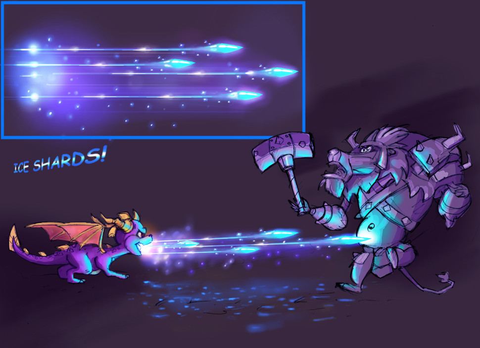 Concept art of Spyro's Ice Shards by Jared Pullen
