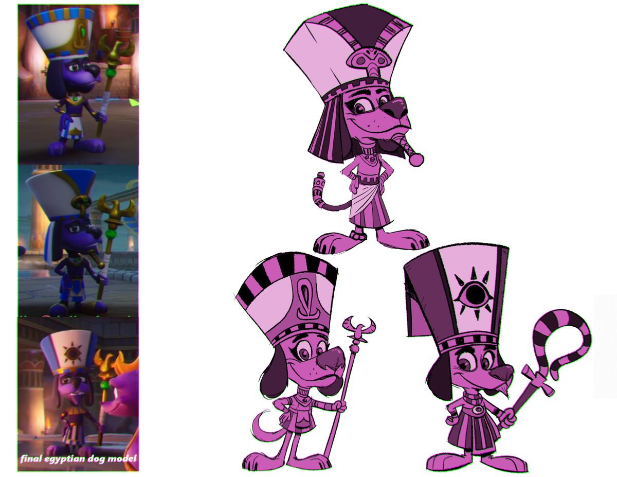 Design concepts of the Egyptian Dogs in the Spyro Reignited Trilogy by Shaun Bryant