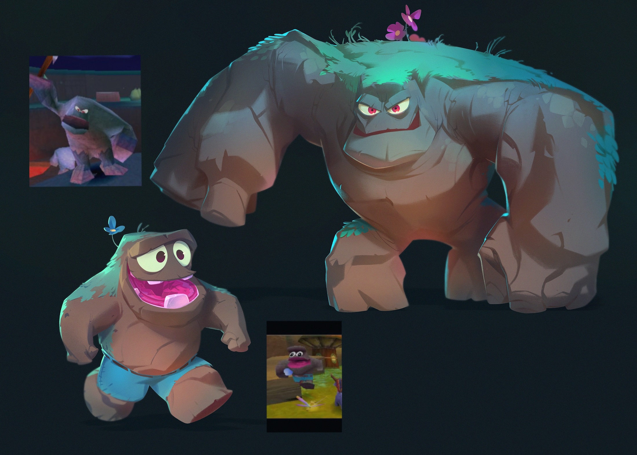 Concept art of the Spyro 2 Earthshapers by Nicholas Kole
