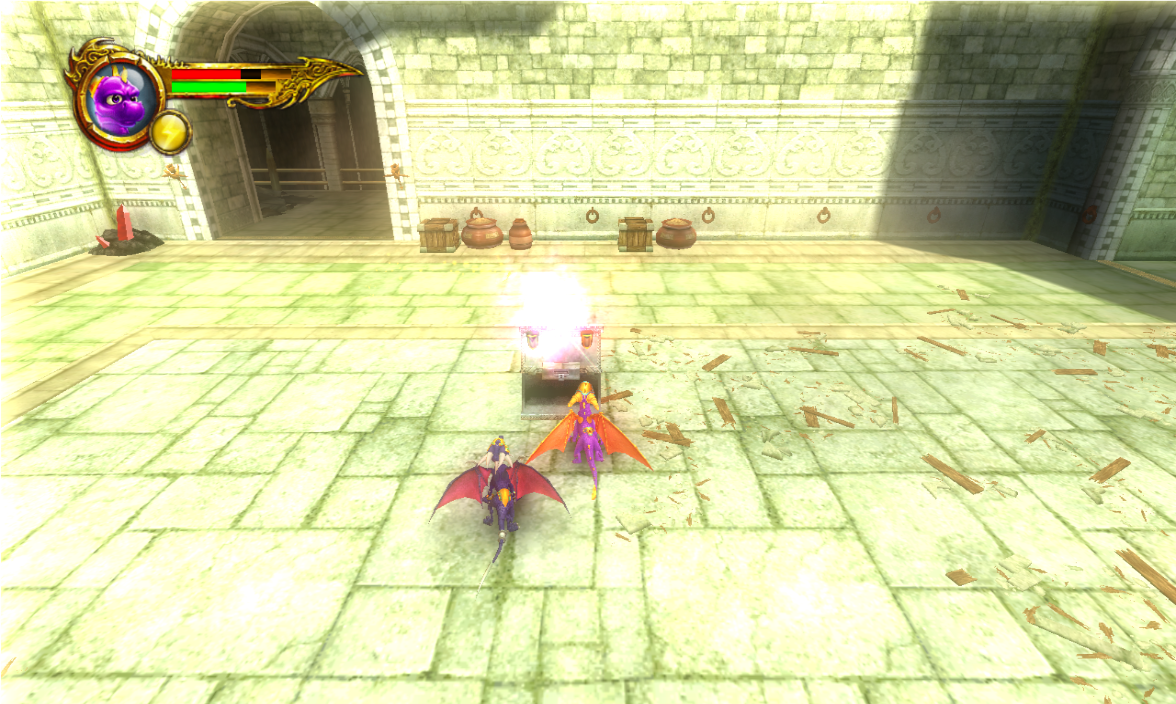 chest appearas after defeating enemies, contains Cynder's black bracers
