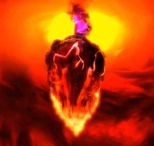 Malefor's dark magic seen vibrantly from his lair above the land as he reanimates the Destroyer