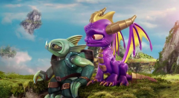 Spyro talking to his friend, Gill Grunt