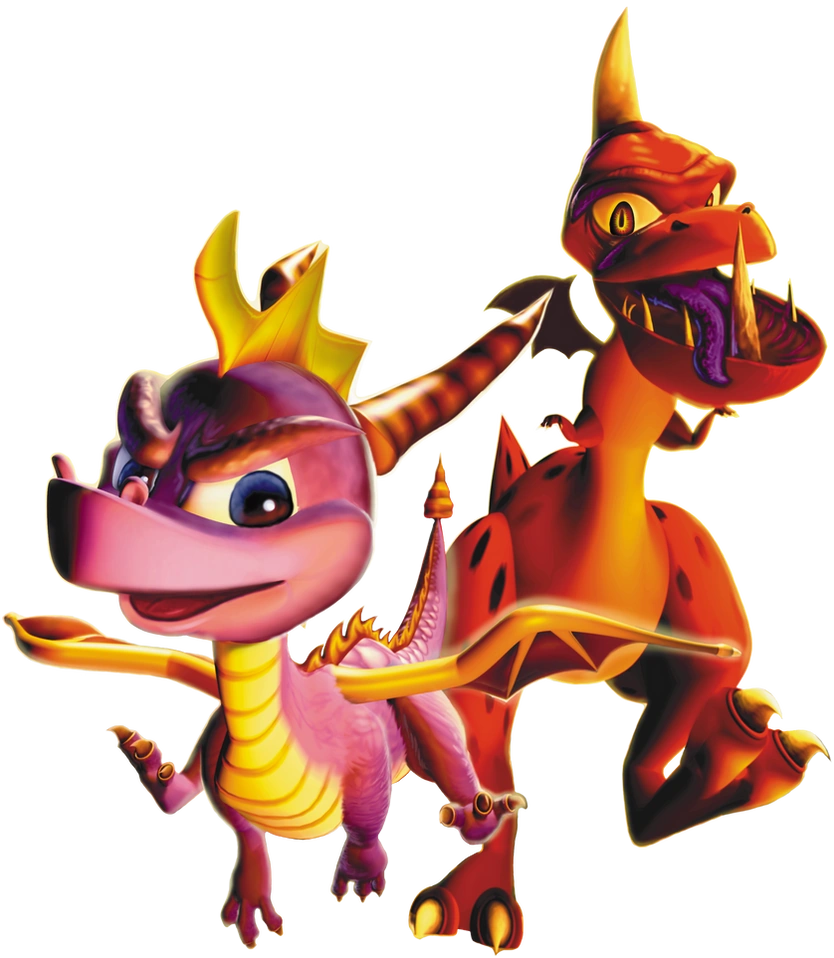 CG render of Spyro and a Lava Lizard