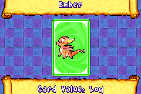 Viewing the trading card for Ember in Spyro Orange: A Cortex Conspiracy