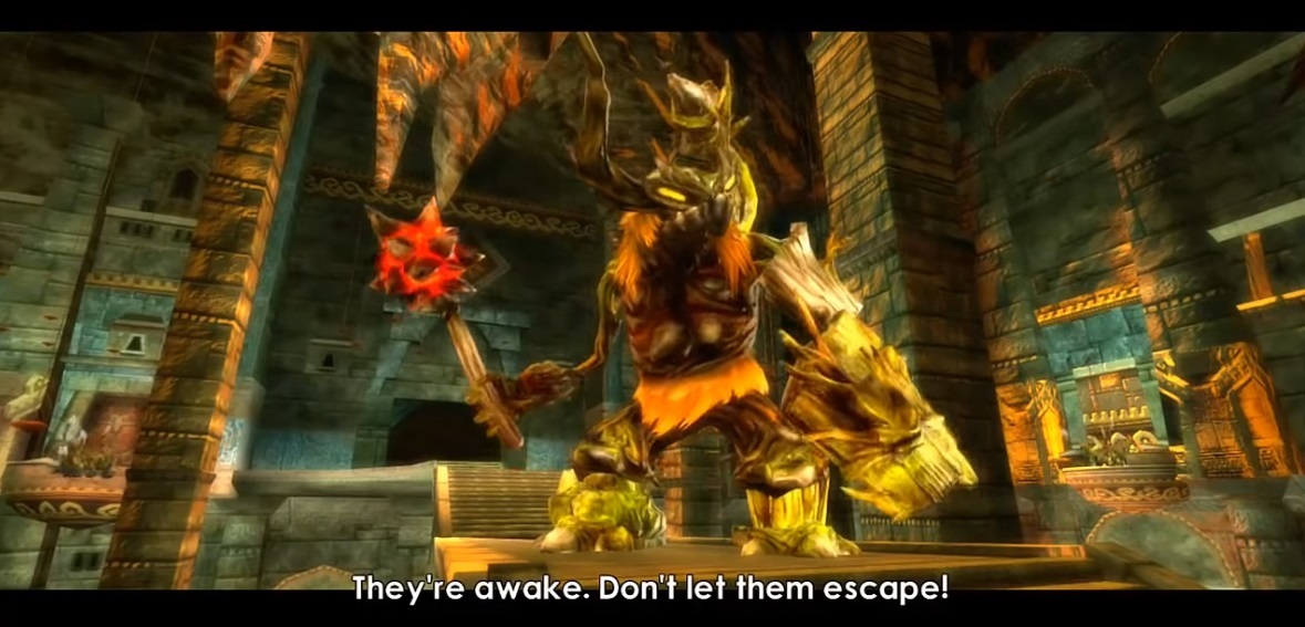 The Hero Orc leader as seen at the beginning of the Catacombs chapter