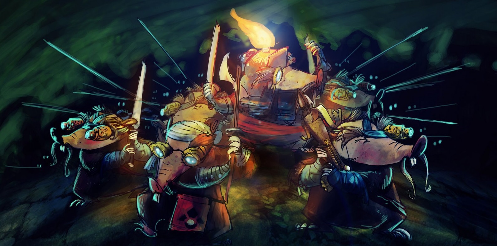 Concept of a group of Mole soldiers