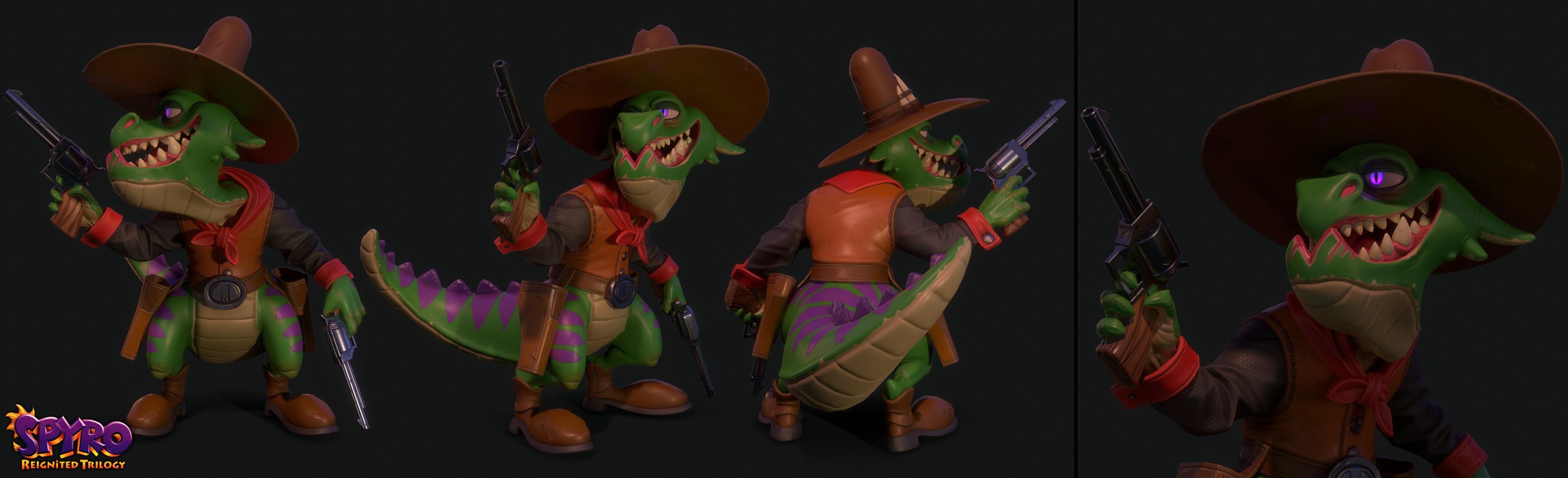 Character model of a Gunfighter Dino for the Spyro Reignited Trilogy by Justin Bintz