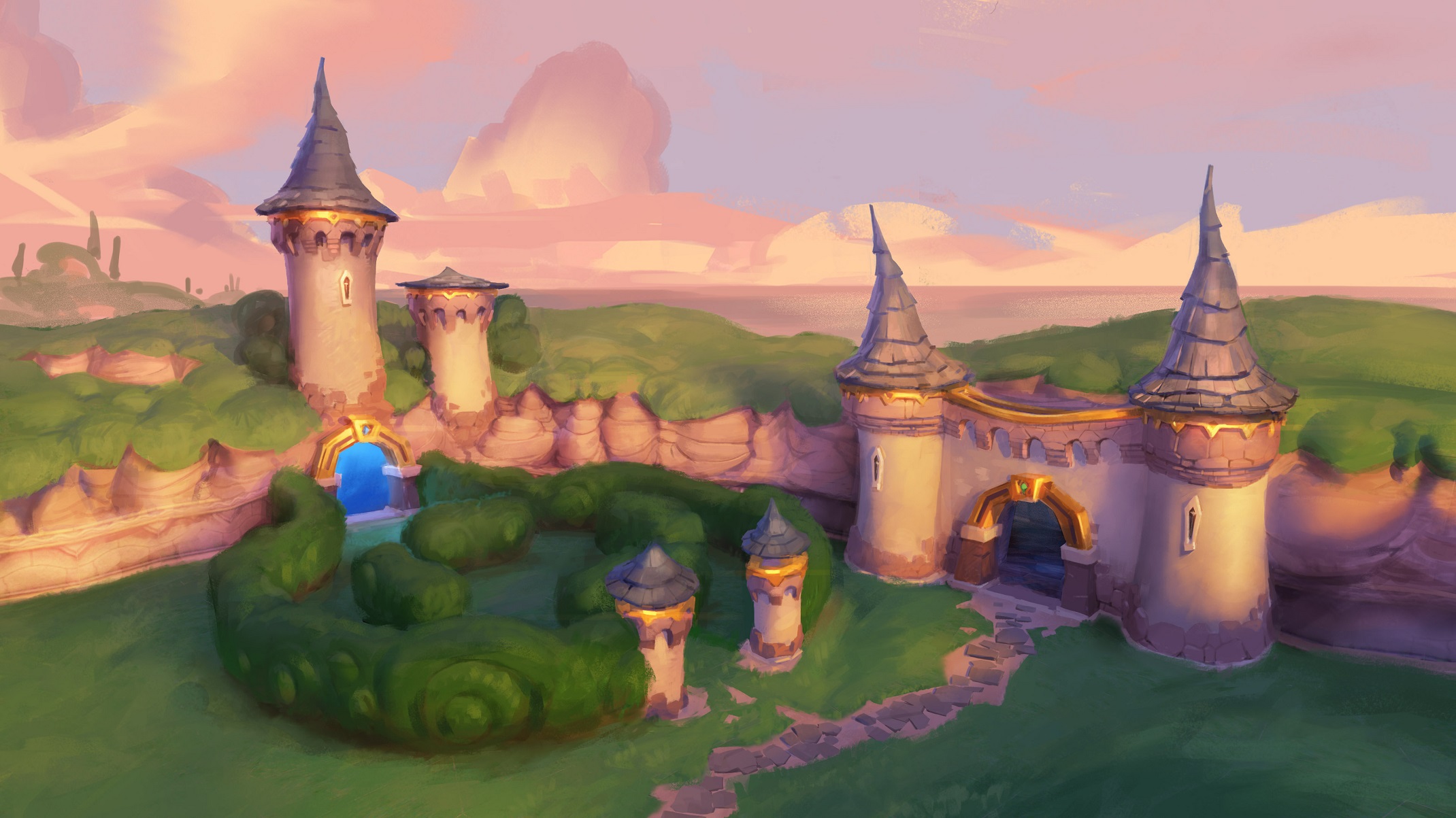 Spyro Reignited Trilogy concept art of the Artisans hedge maze