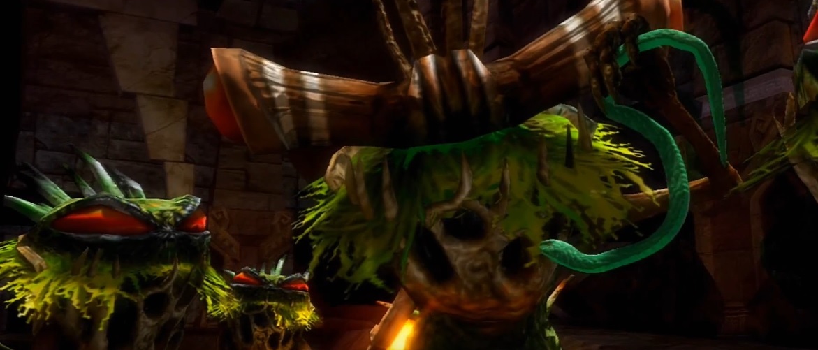 A Grublin holding one of the green snakes