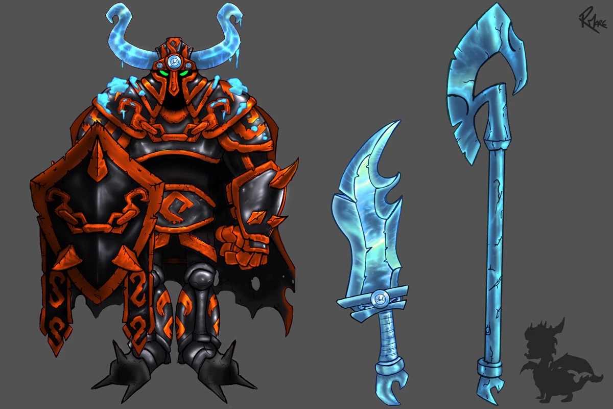 Concept art of the Ice King with a different, earlier shield
