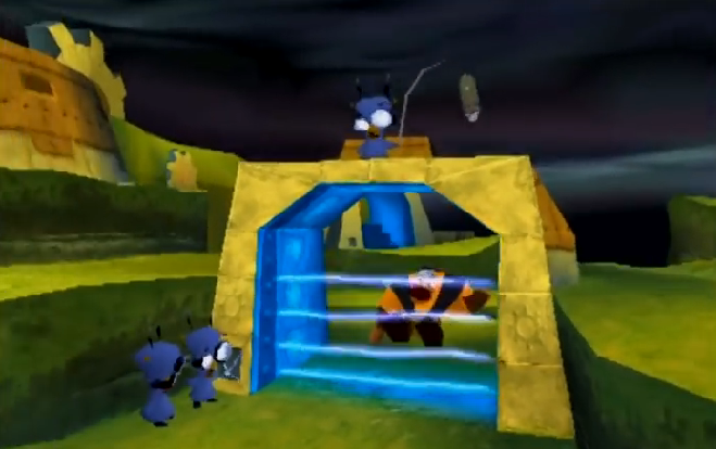 Brainy, Zapp and Watt having fun shocking a Gear Grinder.