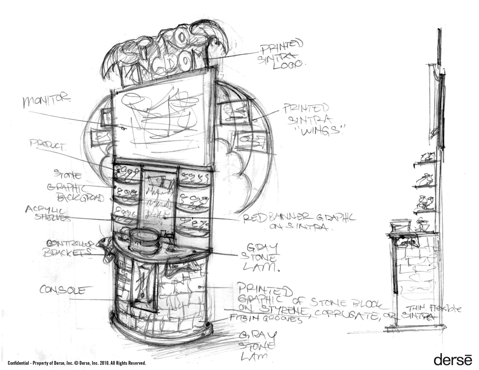 Concept sketch of a Spyro's Kingdom game stand