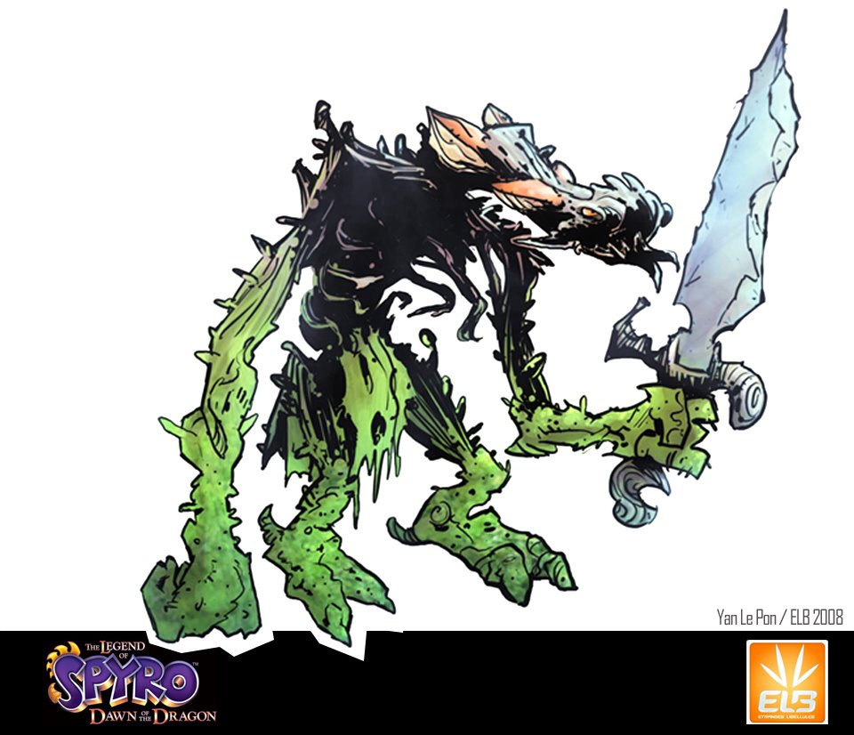 Early concept art of a Grublin for Dawn of the Dragon by Yan Le Pon