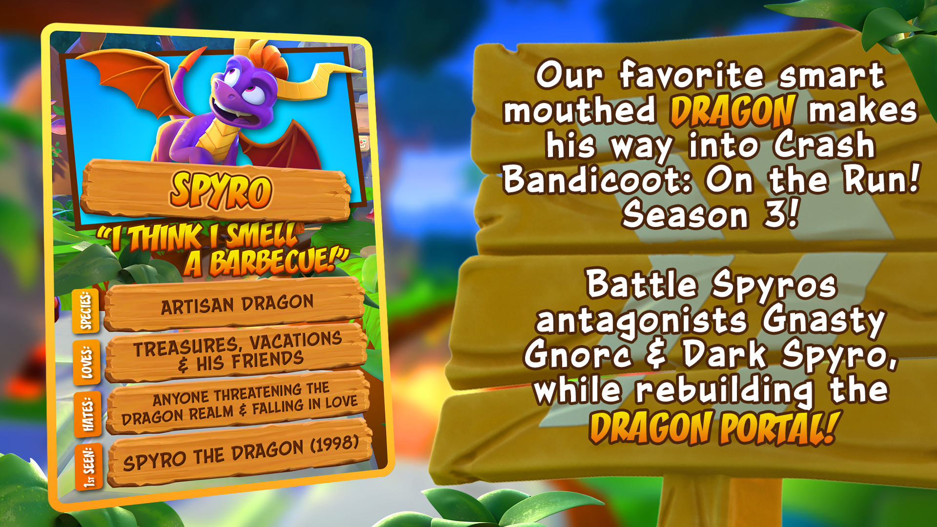 Spyro the Dragon's Crash: On The Run character card