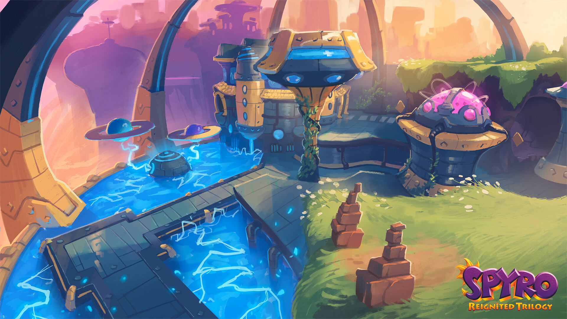 Spyro Reignited Trilogy concept art of Metropolis by John Loren